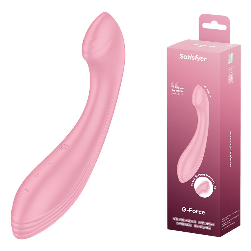 Satisfyer G-Force pink G-spot vibrator grooved flattened tip - ClubX Australia